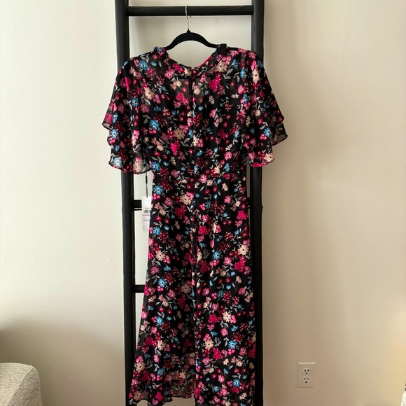 CALVIN KLEIN - FLORAL ASYMMETRIC MIDI DRESS - Picture 2 of 7